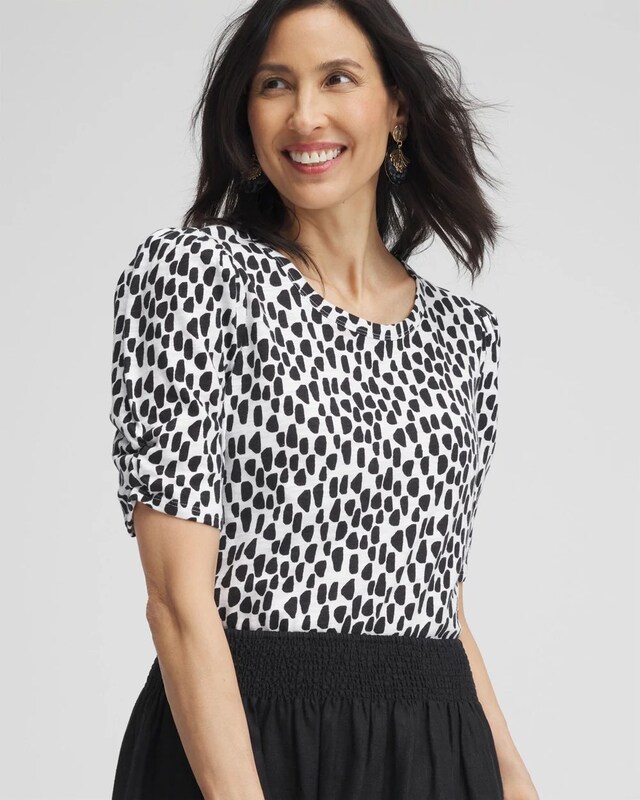 Dots Gathered Elbow Sleeve Tee - image 1